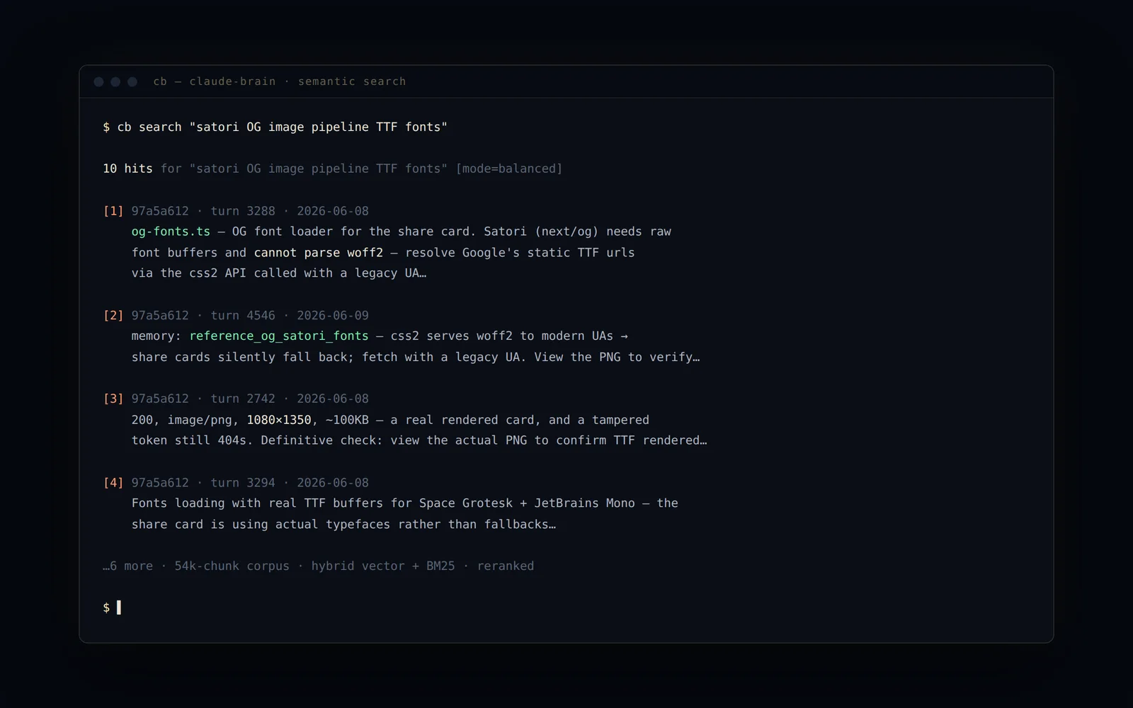 claude-brain terminal semantic search